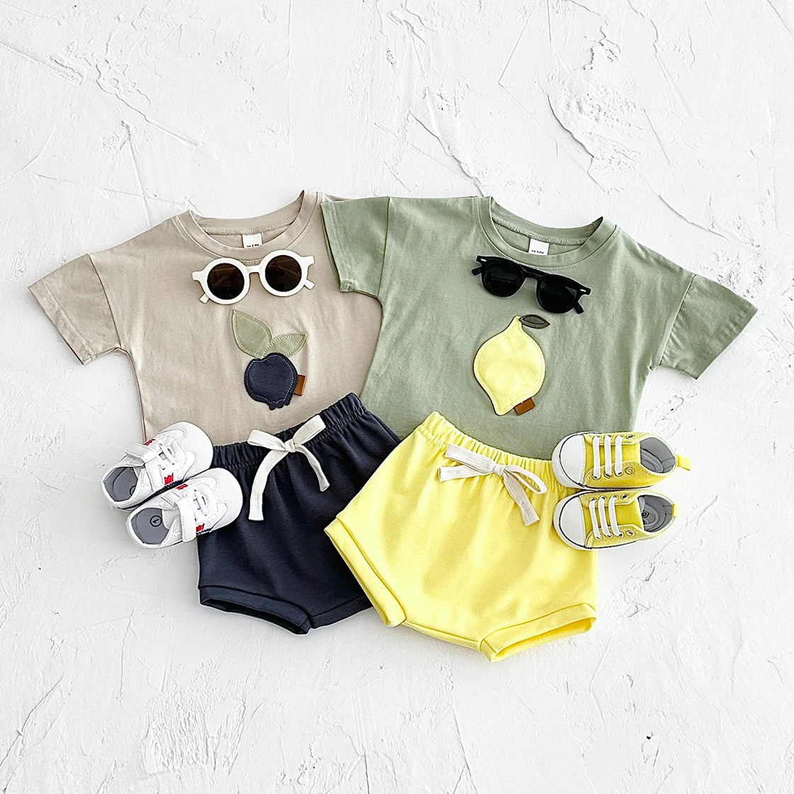 Newborn Baby Spring Summer Round Neck Cotton T-shirt + Shorts 1-3Y