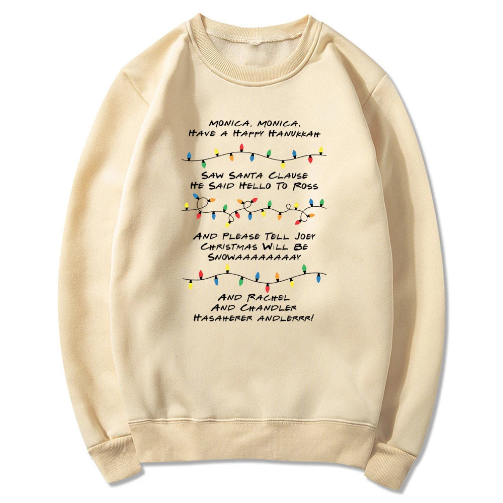 Friends Inspired Holiday Crewneck Sweatshirt Phoebe's Song Shirt Merry Christmas Sweater Unisex Long Sleeves Sweatshirts