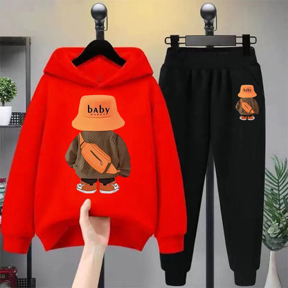 Orange fisherman Bear hat children long-sleeved hoodie