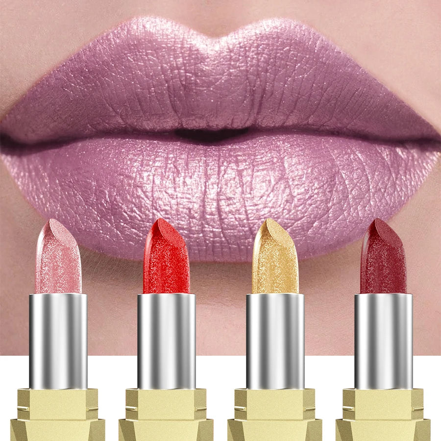 21 Colors Bold & Intense Glitter Shiny Long Lasting Metallic Lipstick Lip Tint