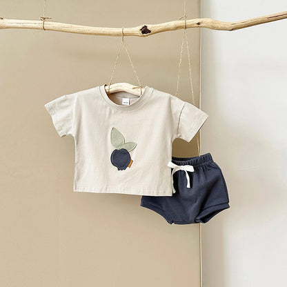 Newborn Baby Spring Summer Round Neck Cotton T-shirt + Shorts 1-3Y