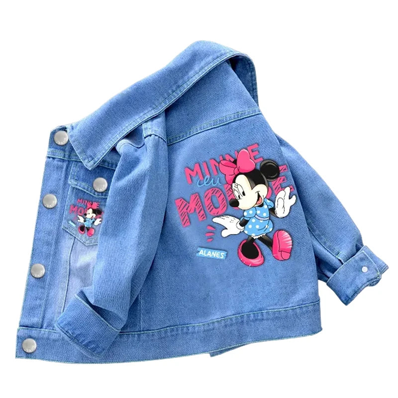 Denim Mickey Minnie Mouse Jacket Coat Spring Autumn Outerwear Kids Cotton  2-9 Year