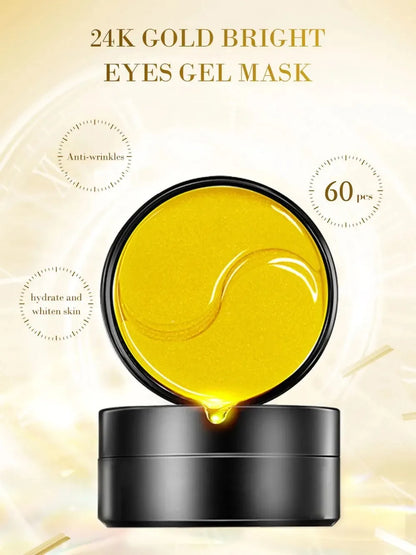 60pcs Golden Moisturizing Collagen Crystal Eye Mask