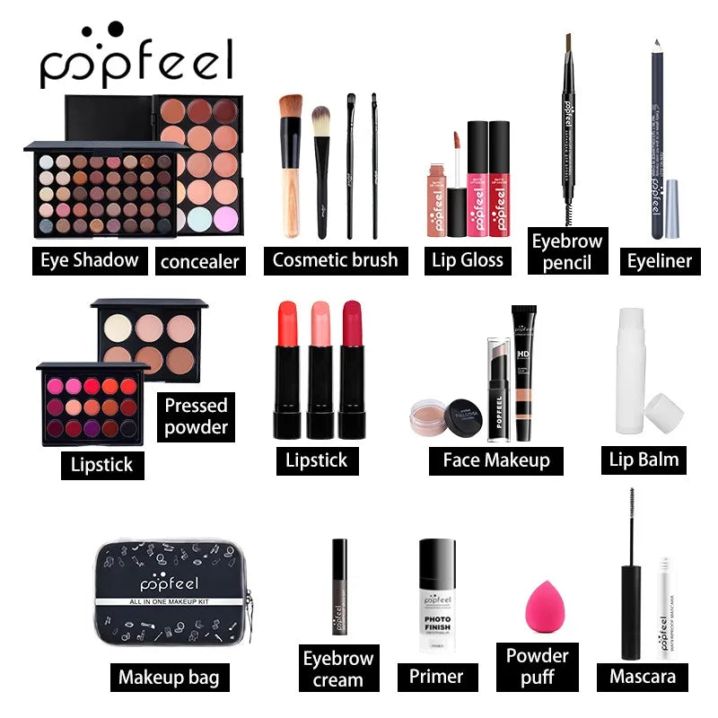 POPFEEL All In One Makeup Kit  for Women All in One Makeup Sets Include Eyebrow Eyeliner Eyeshadow