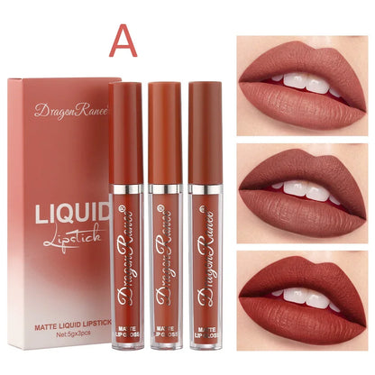 3 PCS Korean waterproof long lasting Liquid Lipsticks Set for Long Lasting Make Up For Women