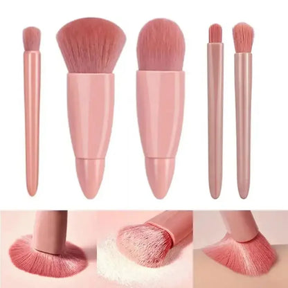 5pcs Travel Size Makeup Brushes Set With Case And Mirror