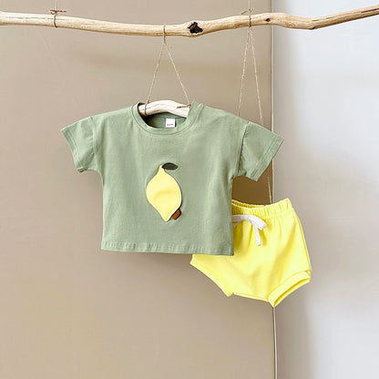 Newborn Baby Spring Summer Round Neck Cotton T-shirt + Shorts 1-3Y