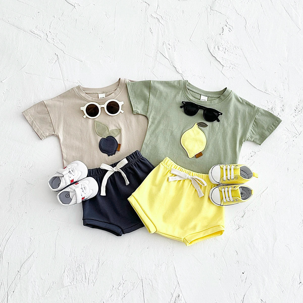 Newborn Baby Spring Summer Round Neck Cotton T-shirt + Shorts 1-3Y