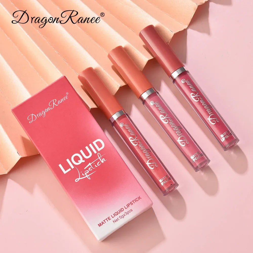 3 PCS Korean waterproof long lasting Liquid Lipsticks Set for Long Lasting Make Up For Women