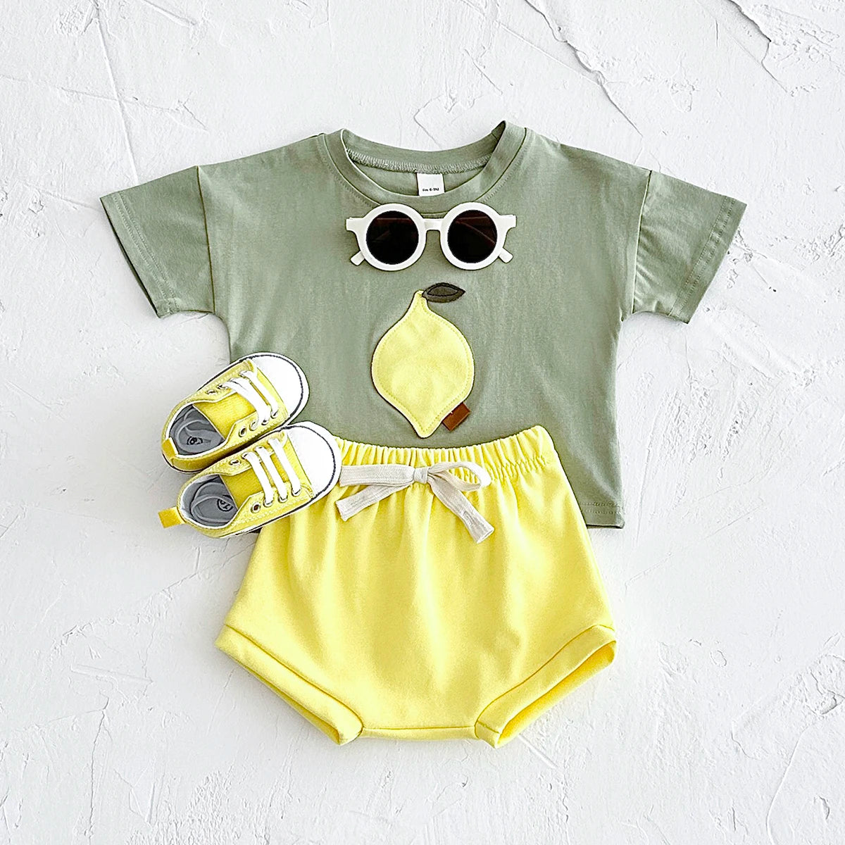 Newborn Baby Spring Summer Round Neck Cotton T-shirt + Shorts 1-3Y